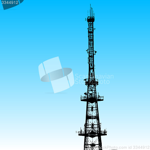 Image of communications tower for tv and mobile phone signals. Vector ill