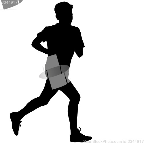 Image of Silhouettes Runners on sprint, men. illustration.