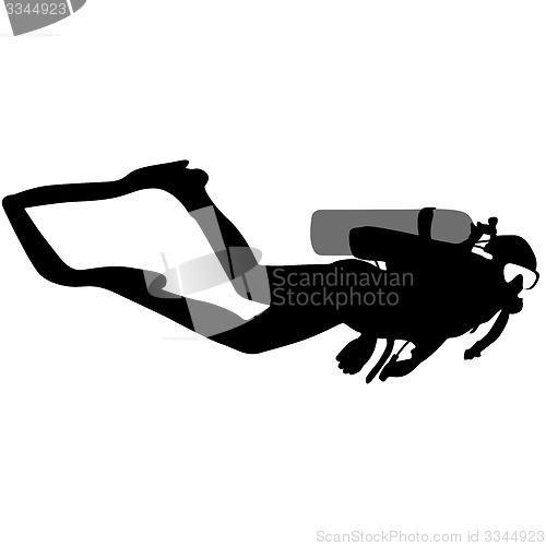 Image of Black silhouette scuba divers. illustration.