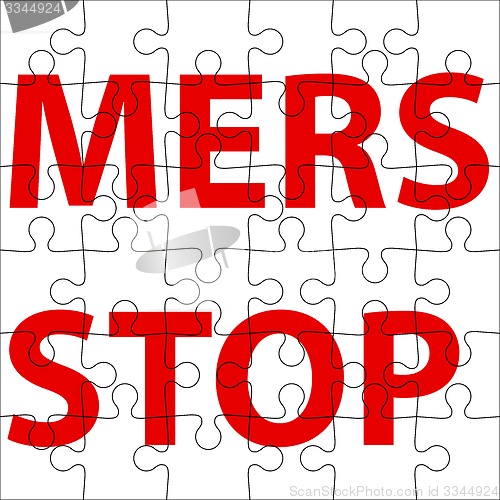 Image of Background  puzzle Stop Mers Corona Virus sign.  
