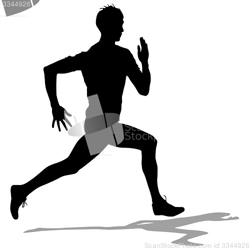 Image of Silhouettes Runners on sprint, men. illustration.