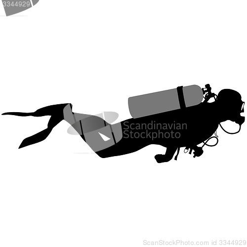 Image of Black silhouette scuba divers. illustration.