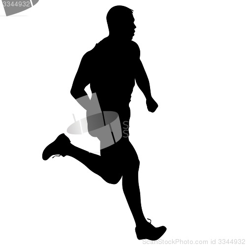 Image of Silhouettes Runners on sprint, men. illustration.