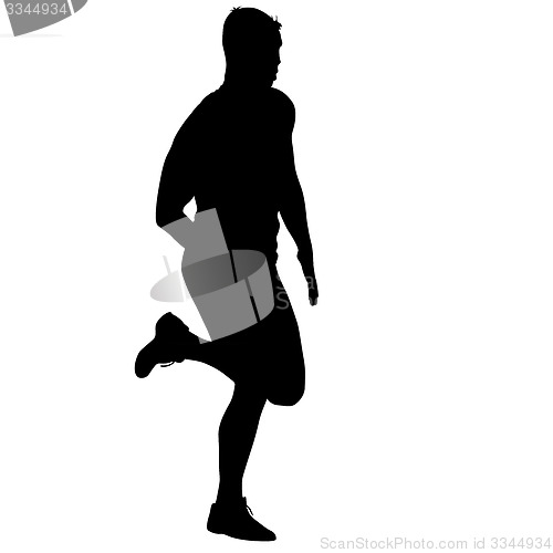 Image of Silhouettes Runners on sprint, men. illustration.