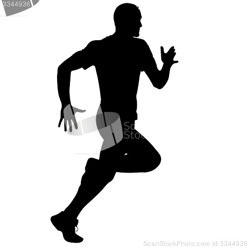 Image of Silhouettes Runners on sprint, men. illustration.