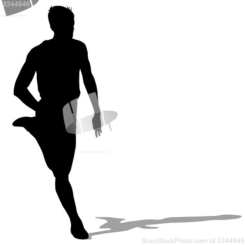 Image of Silhouettes Runners on sprint, men. illustration.