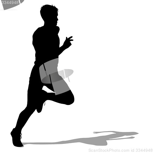 Image of Silhouettes Runners on sprint, men. illustration.