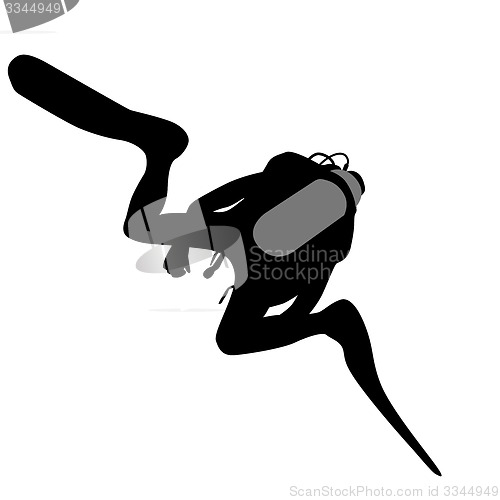 Image of Black silhouette scuba divers. illustration.