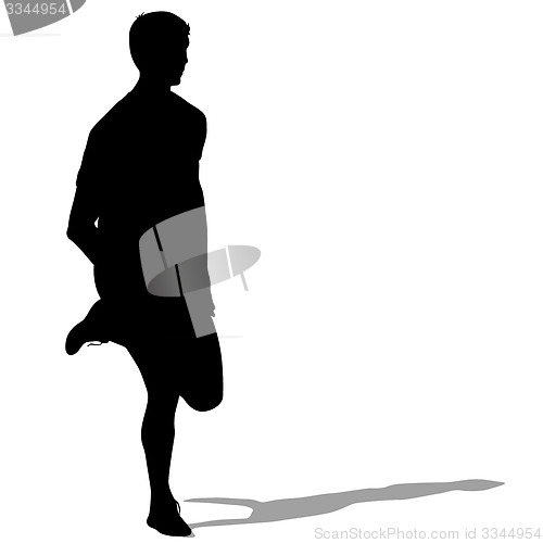 Image of Silhouettes Runners on sprint, men. illustration.