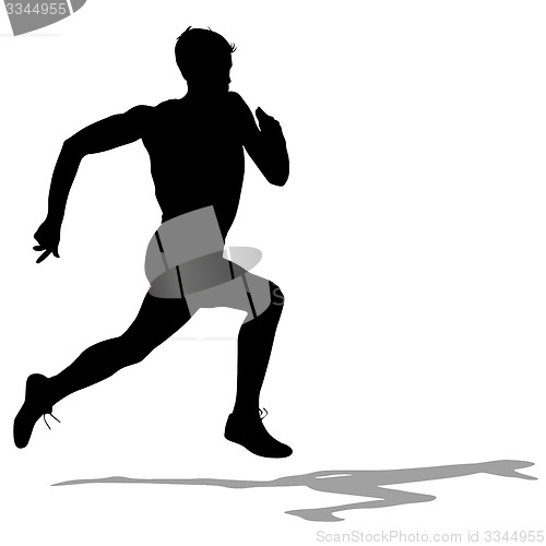 Image of Silhouettes Runners on sprint, men. illustration.