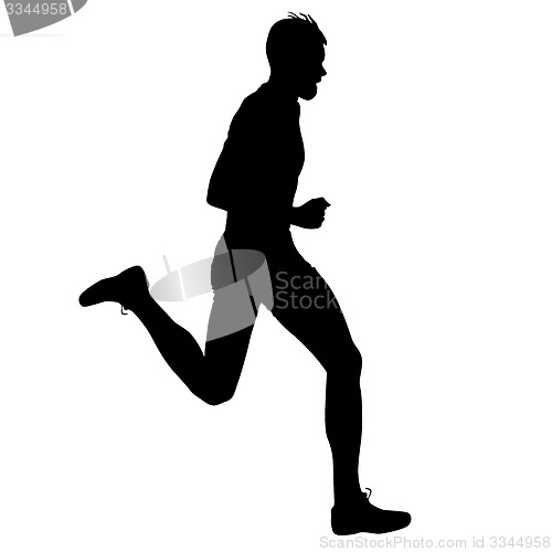 Image of Silhouettes Runners on sprint, men. illustration.