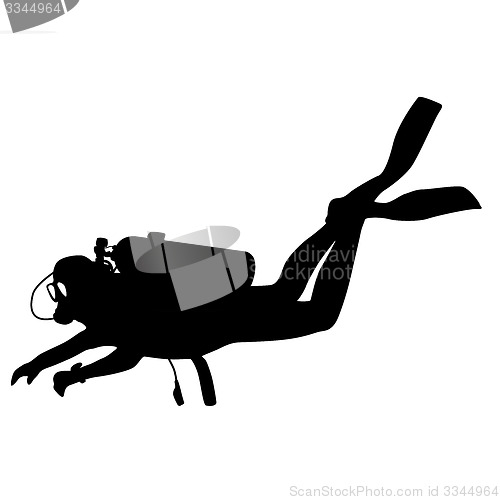 Image of Black silhouette scuba divers. illustration.