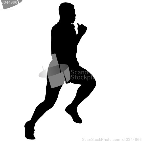 Image of Silhouettes Runners on sprint, men. illustration.