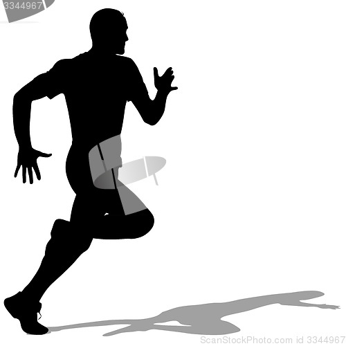 Image of Silhouettes Runners on sprint, men. illustration.