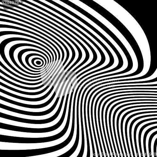 Image of Pattern with optical illusion. Black and white background. 