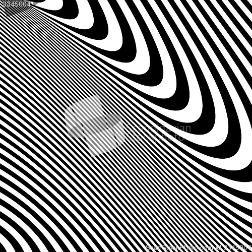 Image of Pattern with optical illusion. Black and white background. 