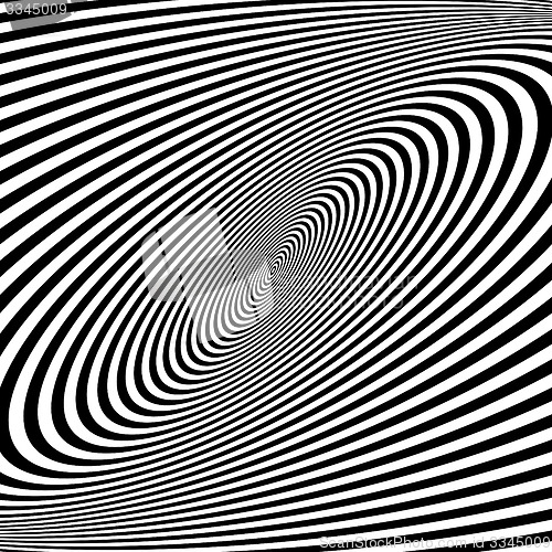 Image of Pattern with optical illusion. Black and white background. 