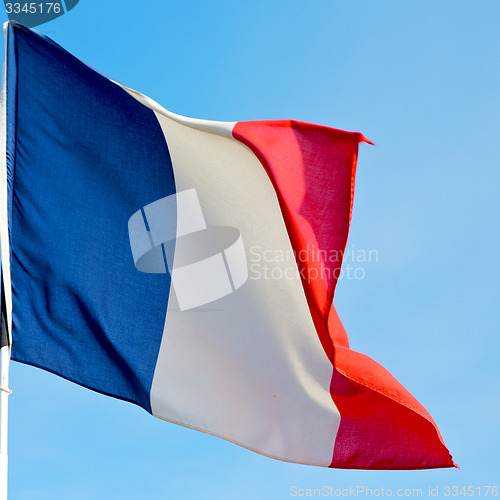 Image of french waving flag in the blue sky  france  colour and wave