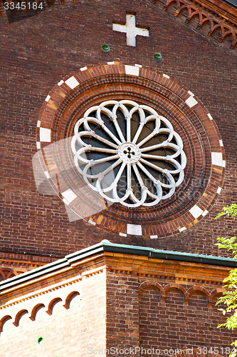 Image of rose window  italy      the castellanza  old     tile  