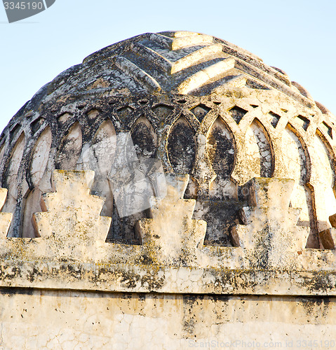 Image of dome    old ruin in     construction  africa   morocco and sky  