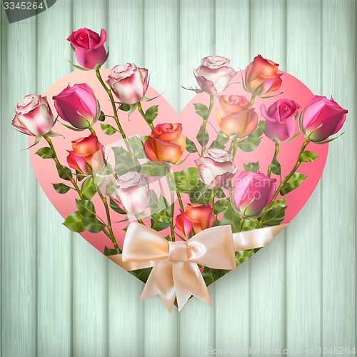 Image of Rose flowers in heart shape. EPS 10