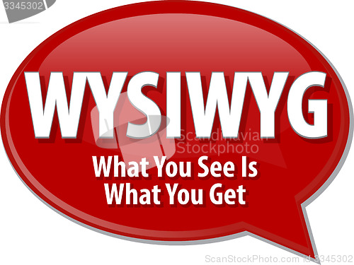 Image of WYSIWYG acronym definition speech bubble illustration