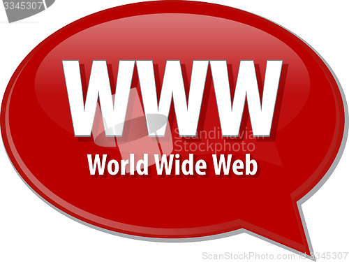 Image of WWW acronym definition speech bubble illustration