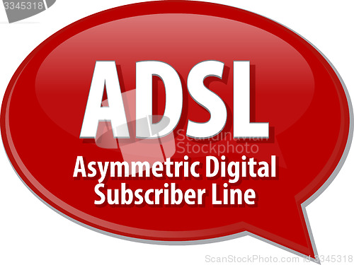 Image of ADSL acronym definition speech bubble illustration