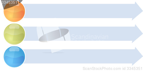 Image of Three blank business diagram arrow list illustration