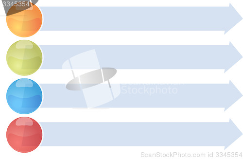 Image of Four blank business diagram arrow list illustration