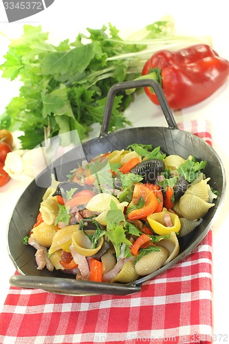Image of Pasta pan with turnip greens