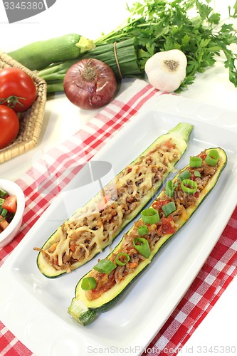 Image of stuffed courgette with ground beef and cheese