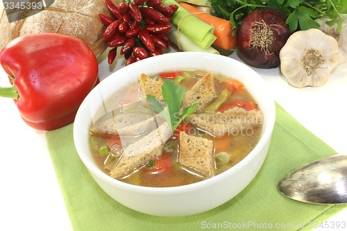 Image of Bread soup with croutons