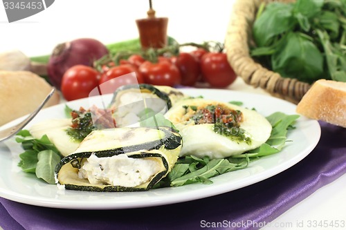 Image of Courgette rolls and filled mozzarella