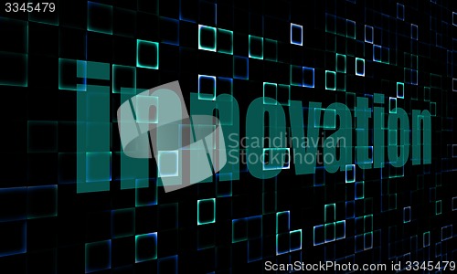 Image of Pixelated words innovation on digital background