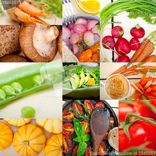 Image of hearthy vegetables collage composition 