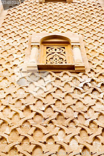 Image of   yellow window in morocco africa old construction and brown wal