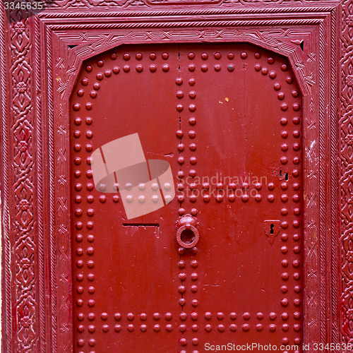 Image of old door in morocco africa ancien and wall ornate blue