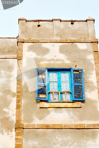 Image of blue window in morocco africa old construction and  