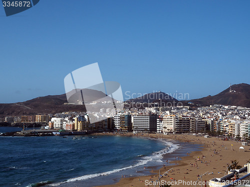 Image of panorama Playa Las Canteras beach in Las Palmas Grand Canary Isl