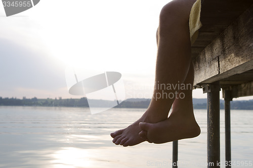 Image of Swimmer on a dock 