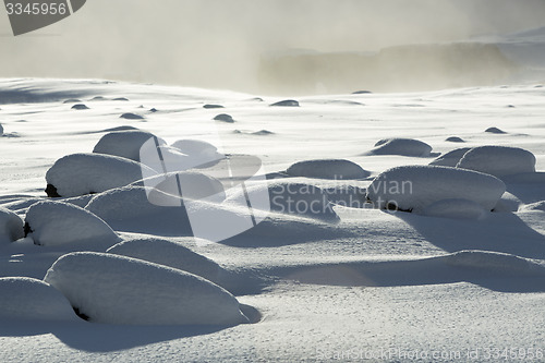 Image of Snowy volcanic rocks in south Iceland