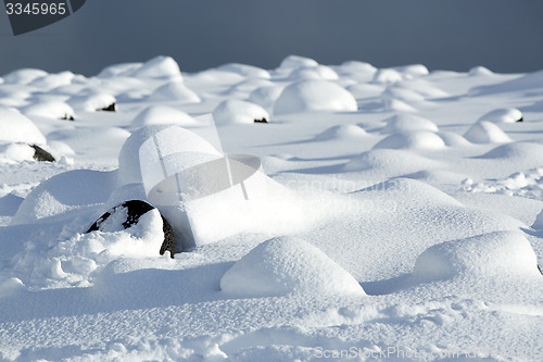 Image of Snowy volcanic rocks in Iceland