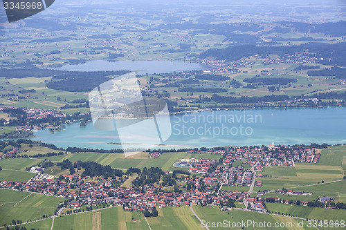 Image of Bavarian lake Forggensee from above