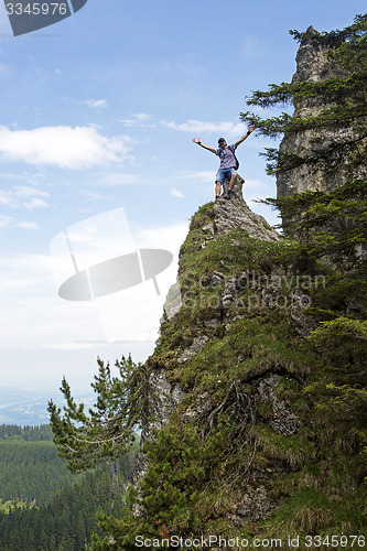 Image of Hiker on mountain top