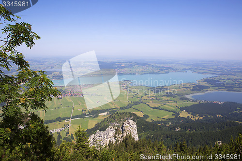 Image of Bavarian lake Forggensee from above