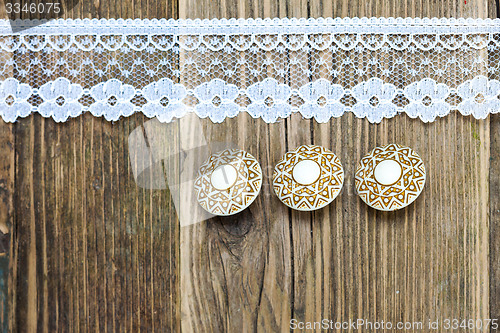 Image of vintage button and lace tape