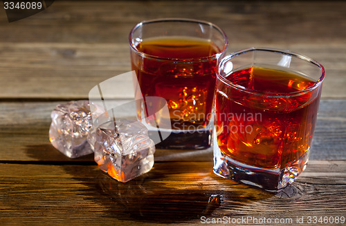 Image of whisky in glasses with ice