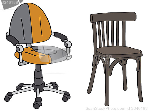 Image of Modern and old chairs