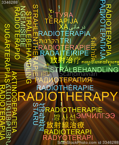 Image of Radiotherapy multilanguage wordcloud background concept glowing